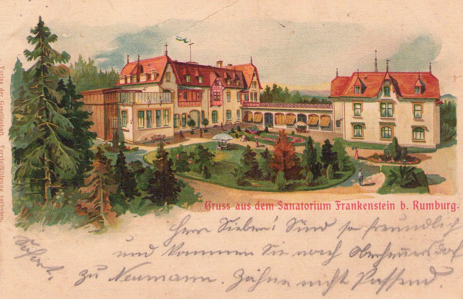 Gruss aus dem Sanatorium Frankenstein b. Rumburg.